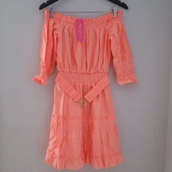 NWT Lilly Pulitzer Louisa Off The Shoulder Orange Mini Dress Size Small - Picture 5 of 12